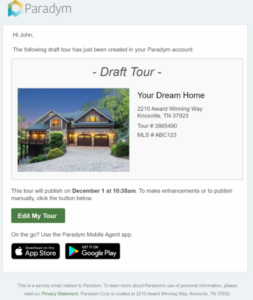 Draft Tour Email